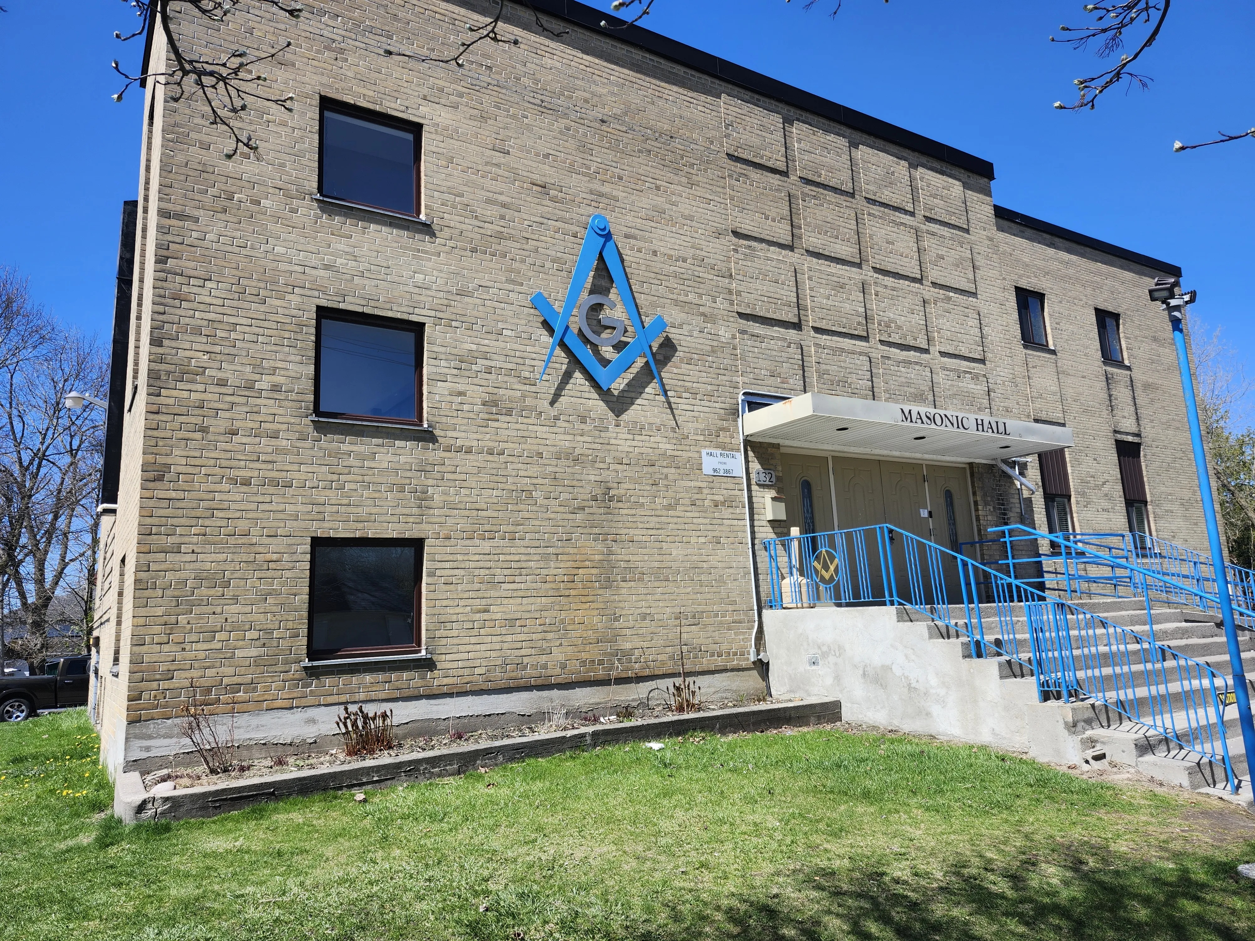 Exterior of the Belleville Masonic Hall on Foster Avenue
